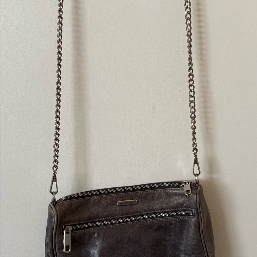 Rebecca Minkoff Gray Crossbody Bag with Silver Chain